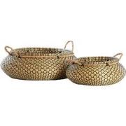 Light & Living - Mand TOMAZ - Ø59x27cm - Bruin - Set van 2