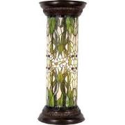 LumiLamp Zuil Tiffany  Ø 31x78 cm  Groen Wit Glas Rond Bloemen Bureaul...