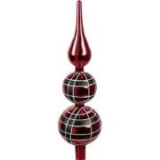 Clayre & Eef Kerstboom Piek Ø 8x30 cm Rood Glas Kerstboomversiering