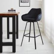 Draaibare Barkruk Zwart Velvet Elise - Met Armleuning - Zithoogte 79 c...