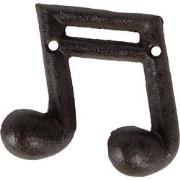 Clayre & Eef Wandkapstok Muzieknoot 10x3x9 cm Bruin Metaal