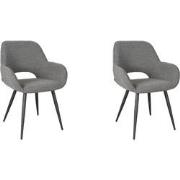 LABEL51 - Eetkamerstoel Fer 58x57x87 cm - Grijs Boucle - set van 2