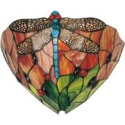 LumiLamp Wandlamp Tiffany  30x15x20 cm  Rood Groen Glas Driehoek Libel...