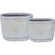 PTMD Javier Grey Ceramic Pot Oval Set Of 2