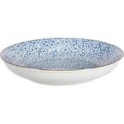Clayre & Eef Soepbord  Ø 20x4 cm Blauw Keramiek Rond Bloemen Soepkom