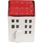 Clayre & Eef Decoratie Beeld Huis 8x7x12 cm Wit Rood Kunststof
