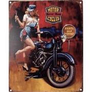 Clayre & Eef Tekstbord  20x25 cm Rood Ijzer Motor Motor Cycles Speed K...