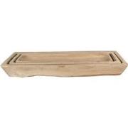 Clayre & Eef Decoratie schaal Set van 3  70 cm Bruin Hout Rechthoek