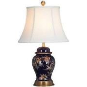 Fine Asianliving Chinese Tafellamp Porselein Blauw Handgeschilderd