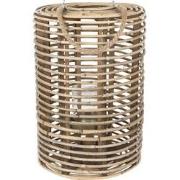 Clayre & Eef Windlicht  Ø 34x50 cm Bruin Hout Glas Rond Kaarsenhouder