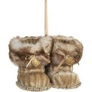 Clayre & Eef Kersthanger Schoenen 8x7x7 cm Goudkleurig Stof