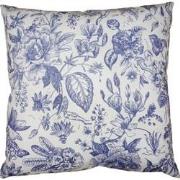 Clayre & Eef Kussenhoes  45x45 cm Wit Blauw Polyester Bloemen Sierkuss...
