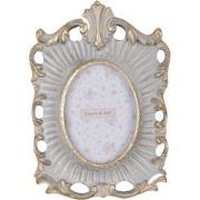 Clayre & Eef Fotolijst 6x9 cm Grijs Goudkleurig Kunststof Glas