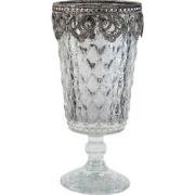 Clayre & Eef Theelichthouder  Ø 8x16 cm Zilverkleurig Glas Metaal Waxi...