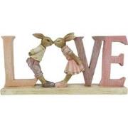 Clayre & Eef Beeld Konijn 19x3x9 cm Roze Polyresin Love Woonaccessoire...