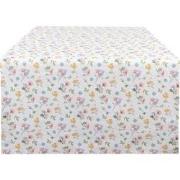 Clayre & Eef Tafelloper  50x140 cm Wit Katoen Bloemen