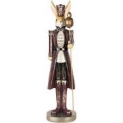 Clayre & Eef Decoratie Beeld Konijn 47 cm Beige Rood Kunststof