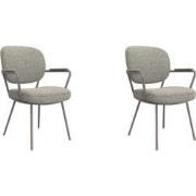 LABEL51 Eetkamerstoel Lausanne - Truffel grijs - Boucle - set van 2