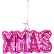 Ornament Xmas Hanger XMAS - Pink - Glass - 4,5x3,5x7,5cm