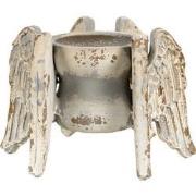 Clayre & Eef Kandelaar Vleugels 21x19x15 cm Grijs Beige Hout Rond Kaar...