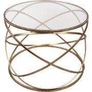 Clayre & Eef Bijzettafel  Ø 65x49 cm Goudkleurig Ijzer Glas Rond