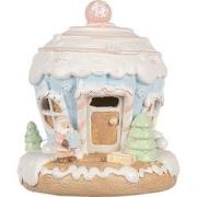 Clayre & Eef Decoratie Huis met LED Gingerbread house 14 cm Blauw Kuns...