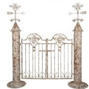Clayre & Eef Tuinpoort 164x40x172 cm Wit Bruin IJzer Tuindecoratie