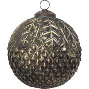 Clayre & Eef Kerstbal  Ø 9 cm Bruin Glas Kerstdecoratie