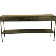 PTMD Simple Metal Gold Sidetable Open 3 Drawers