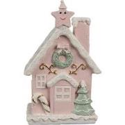 Clayre & Eef Gingerbread house met LED 15 cm Roze Kunststof Peperkoekh...