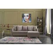 Hoekbank met slaapfunctie Rechts Aydam Crème