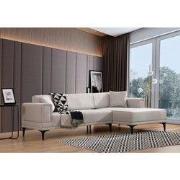 Hoekbank met slaapfunctie Rechts Horizon Ecru