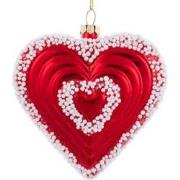 4 inch Glass Red Heart Orn 11,43x10,16x4,318 cm kerstornament