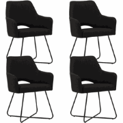 Set van 4 Eetkamerstoelen Suzy Zwart Stof - Met Armleuning