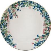 Clayre & Eef Ontbijtbord  Ø 21 cm Blauw Wit Porselein Bloemen Bord