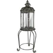 Clayre & Eef Lantaarn  94 cm Grijs Groen Metaal Glas Kaarsenhouder