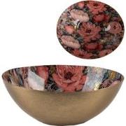 Clayre & Eef Decoratie schaal 16x14x6 cm Goudkleurig Roze Metaal Bloem...