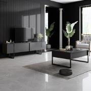 Meubelset Antraciet Luxe - Salontafel + TV Meubel - Zwart Frame