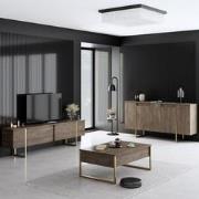 Meubelset Walnoot Luxe - Salontafel + TV Meubel + Dressoir - Gouden Fr...