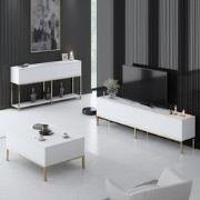 Meubelset Wit Lord - Salontafel + TV Meubel + Dressoir - Gouden Frame
