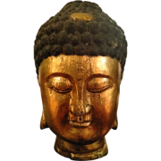 Fine Asianliving Japanse Boeddha Beeld Hoofd Goud Boomstam D40xH65cm