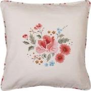 Clayre & Eef Kussenhoes  40x40 cm Beige Katoen Rozen Sierkussenhoes