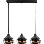 Hanglamp van zwart en koperkleurig metaal met 3 lampen - YILDO