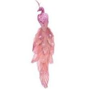 Clayre & Eef Decoratie Vogel 30x7x10 cm Roze Kunststof