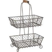 Clayre & Eef Etagère 2 laags  23x15x37 cm Zwart Ijzer Rechthoek Fruits...