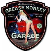 Clayre & Eef Tekstbord  40x38 cm Zwart Rood Ijzer Garage Wandbord