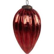 Clayre & Eef Kerstbal Ø 7x11 cm Rood Glas Kerstboomversiering