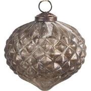 Clayre & Eef Kerstbal Ø 10x10 cm Zilverkleurig Bruin Glas Kerstboomver...