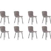 QUVIO Eetkamerstoelen Logan - Polyester - Staal - Lichtgrijs - Set van...