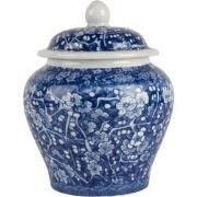 Clayre & Eef Vaas met Deksel Ø 9x12 cm Blauw Keramiek